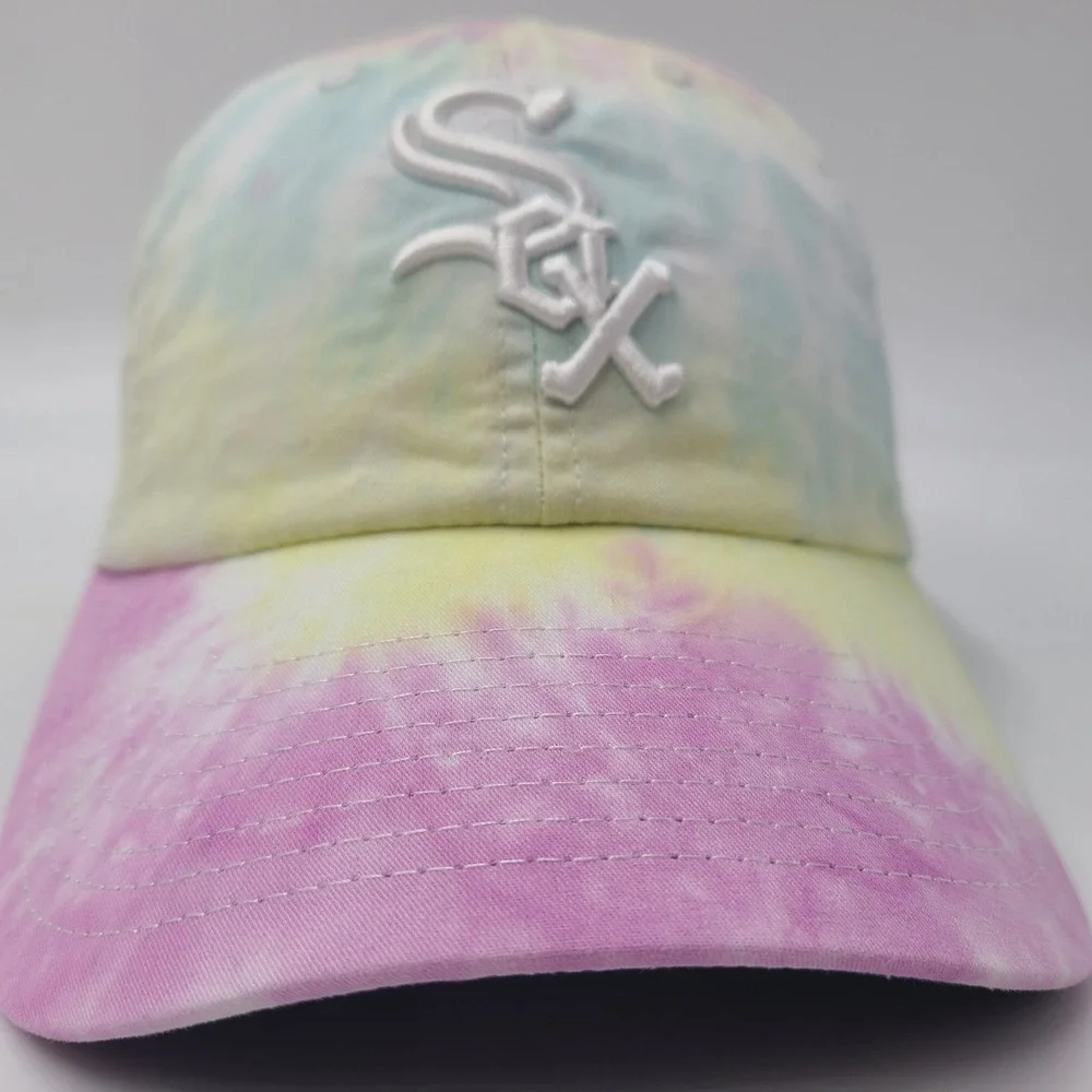 Women Chicago White Sox Hat Strapback 47 Brand Clean Up Pastel Tie Dye MLB Logo